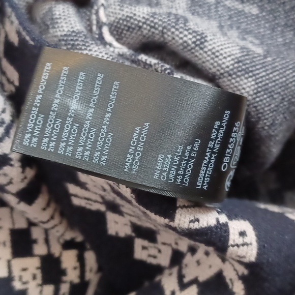 Anthropologie The Beatriz Mock Neck Sweater XL Geometric Navy Cream Soft Boho* - Picture 11 of 15